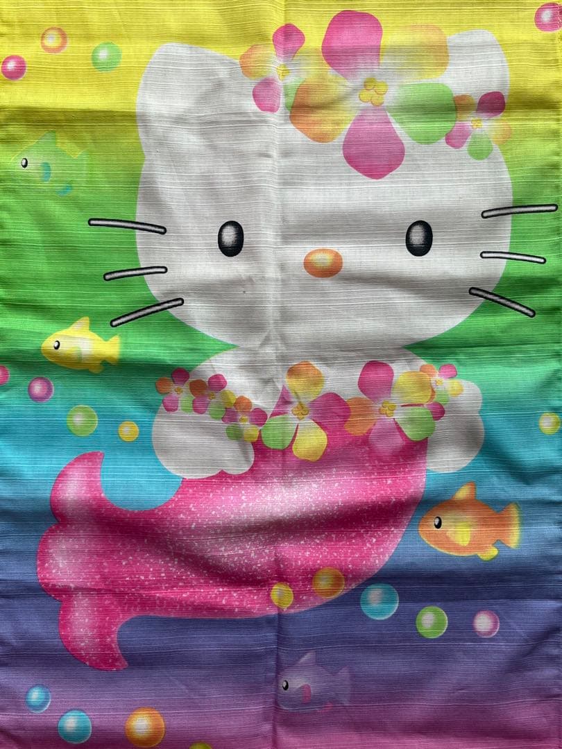 【未使用】ハローキティ マーメイドのれん ハイビスカス　2000年製