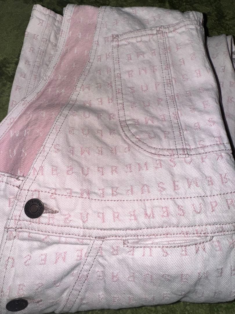 Supreme Jacquard Logos Denim ピンク