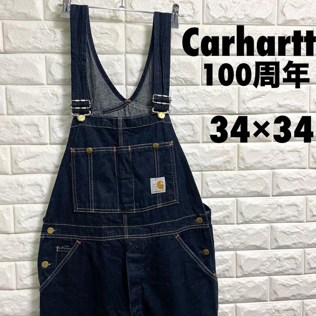 カーハート　100周年記念　デニムオーバーオール　サロペット　34×34