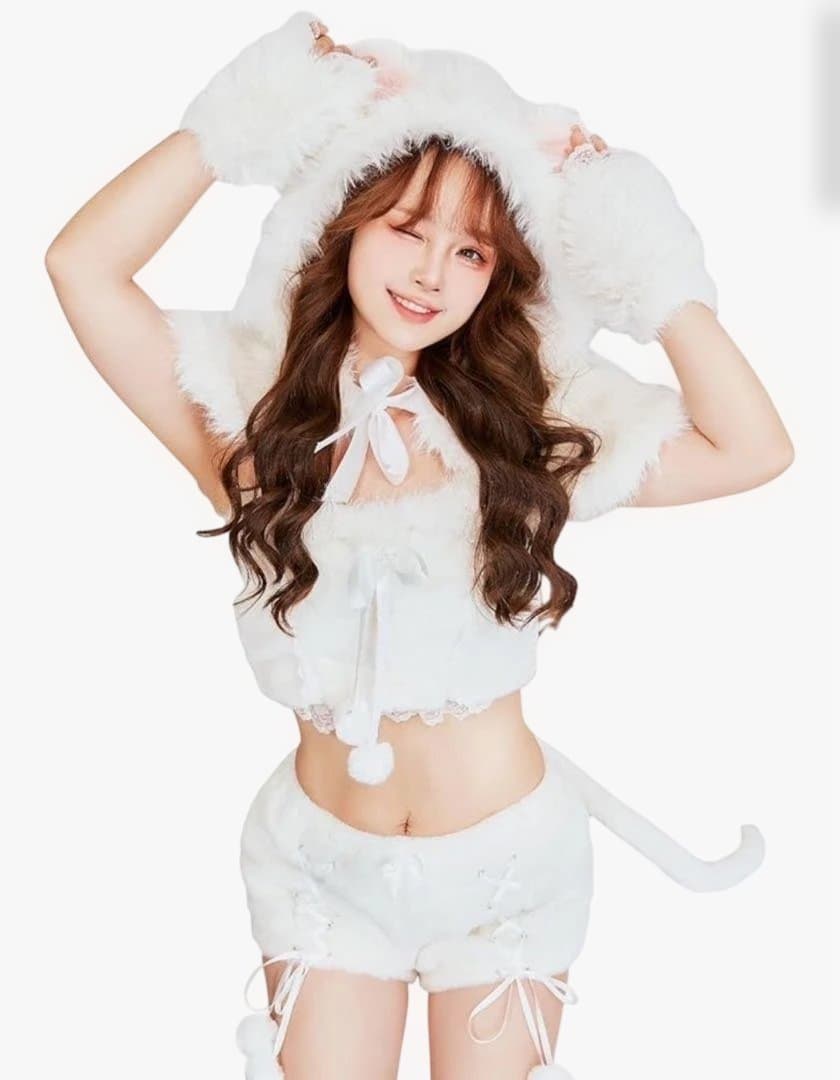 Malymoon コスプレ サンタ クリスマス 猫 ネコ耳 キャット ホワイト