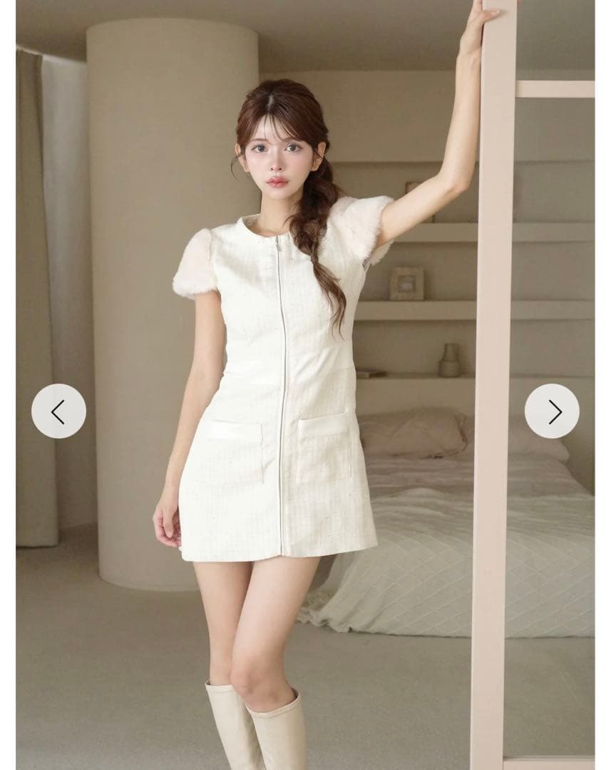 新品タグ付き Randy 2wayカービーツイードワンピース ホワイト M