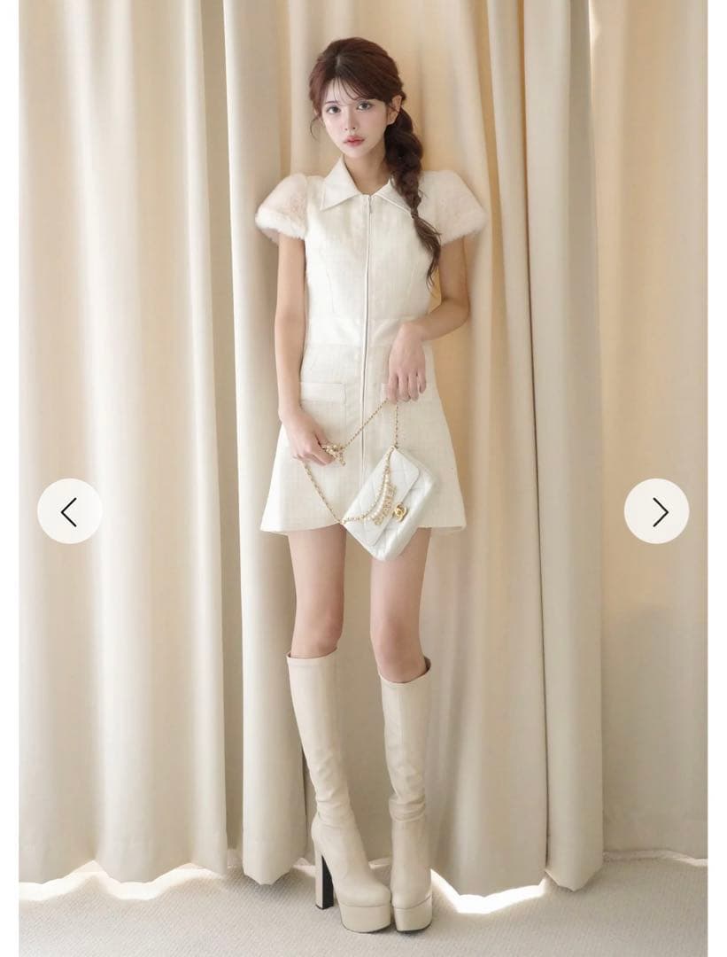 新品タグ付き Randy 2wayカービーツイードワンピース ホワイト M