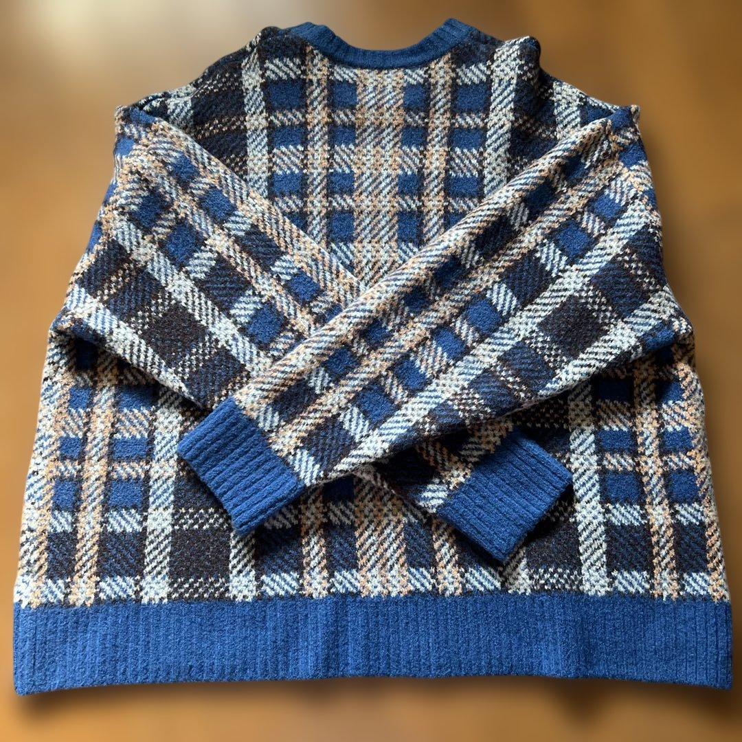 Naptime チェック柄ニットセーター M ブルーチェック