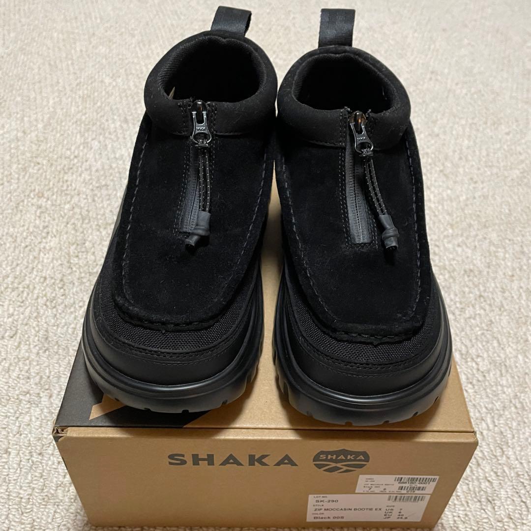 【美品】SHAKA ジップ モカシン ブーティー ブーツ ブラック 25cm