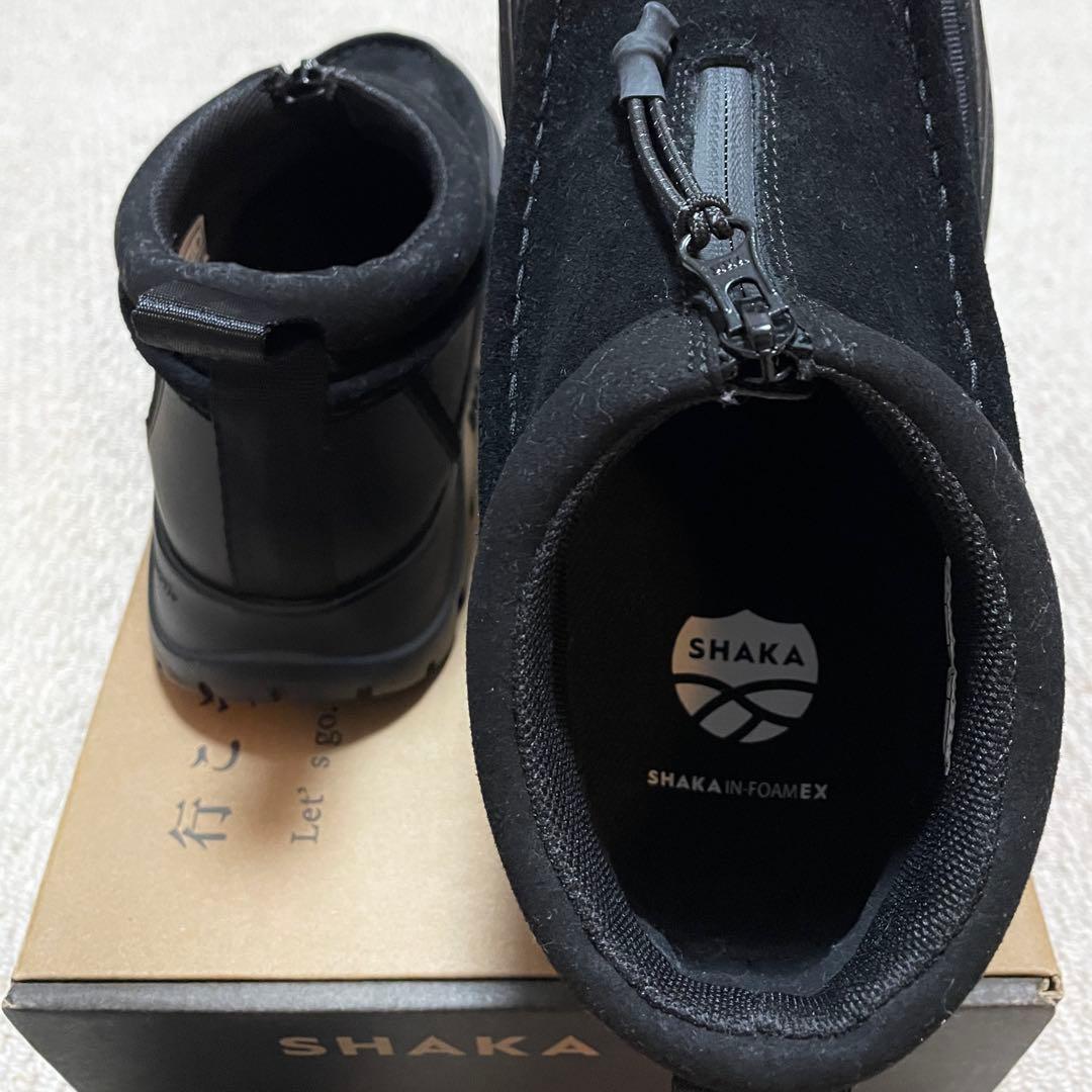 【美品】SHAKA ジップ モカシン ブーティー ブーツ ブラック 25cm