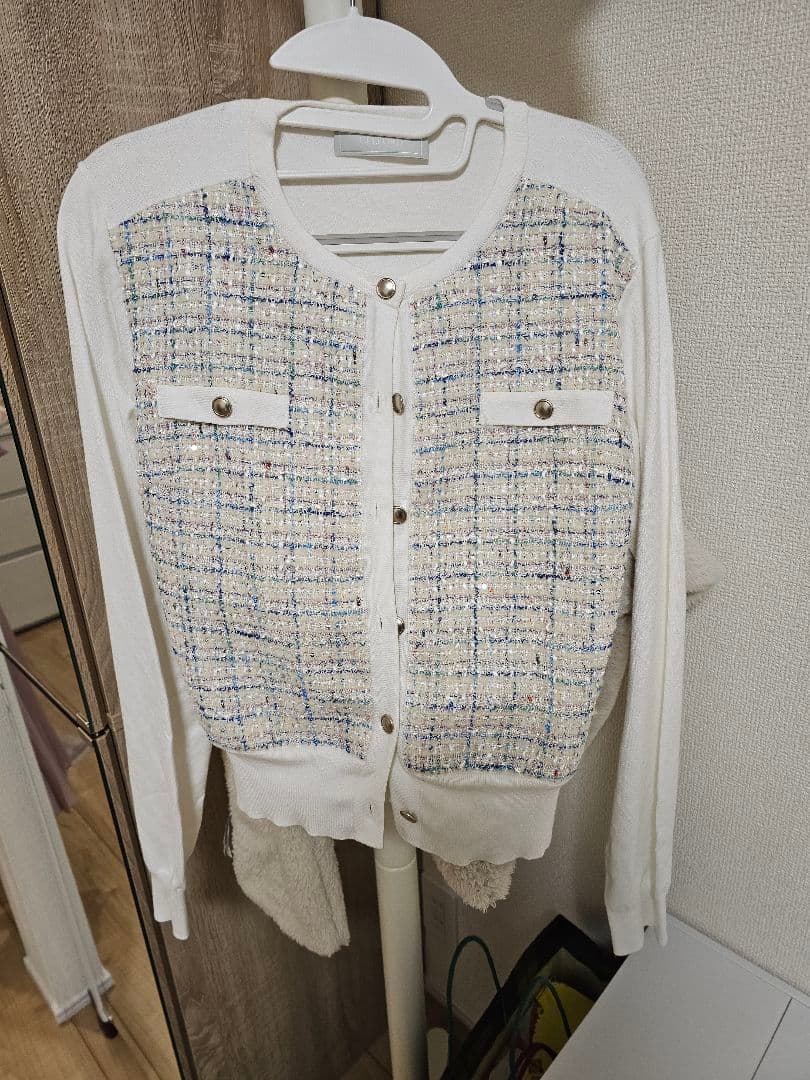 セルフォード　ツィードドッキングニットカーディガン　MIX