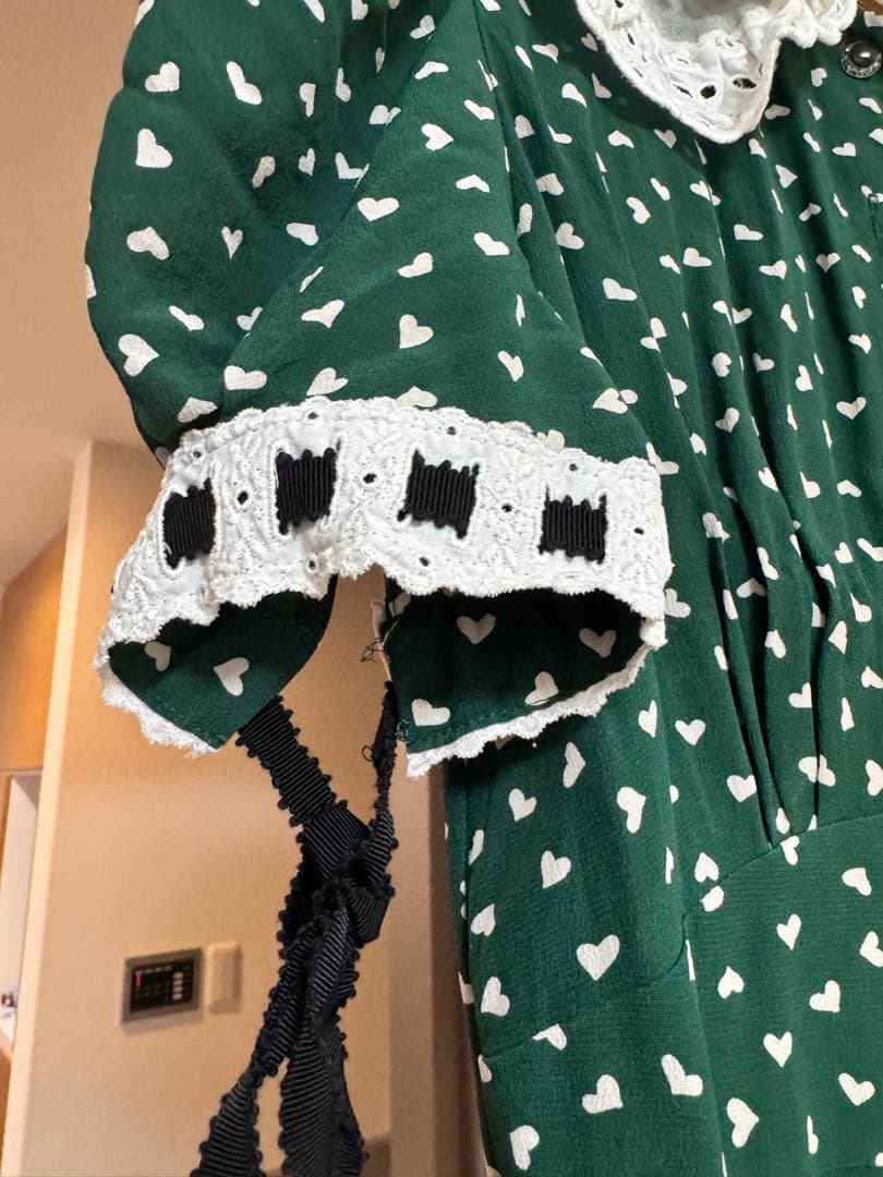 miumiu ミウミウ　ハート柄緑色ミニワンピース