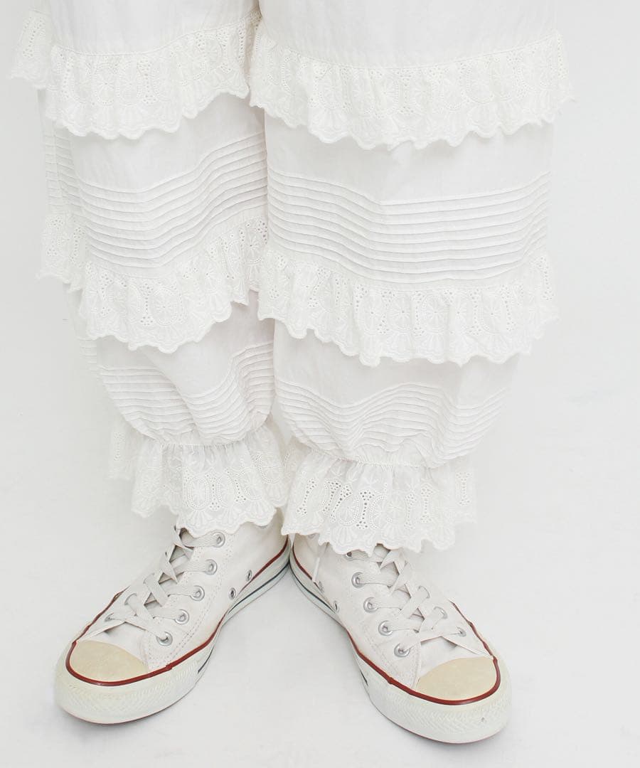 Dot & Stripes ブロードレースピンタックフリルパンツ