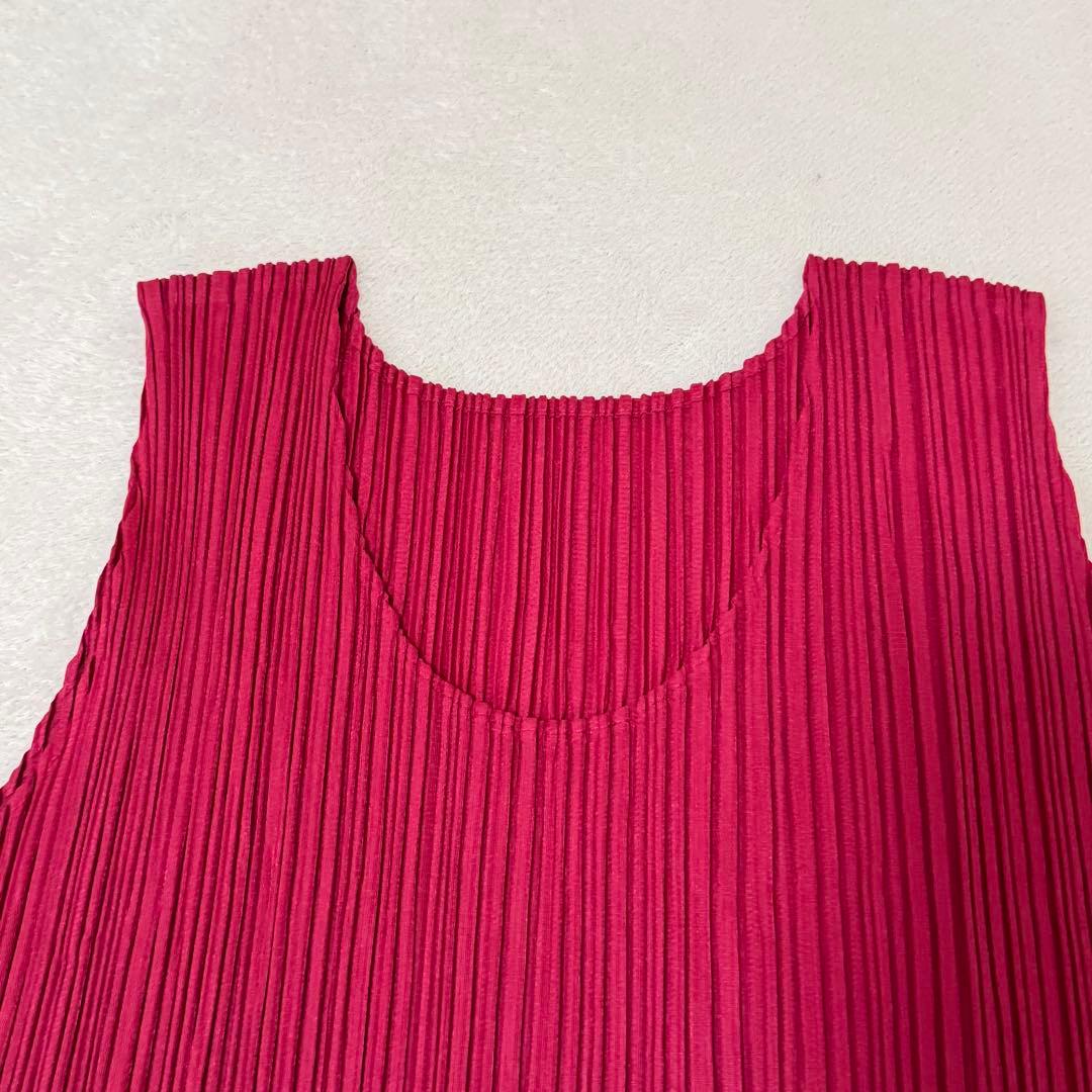 極美品✨ISSEY MIYAKE プリーツ　ボルドー　ノースリーブ　チュニック