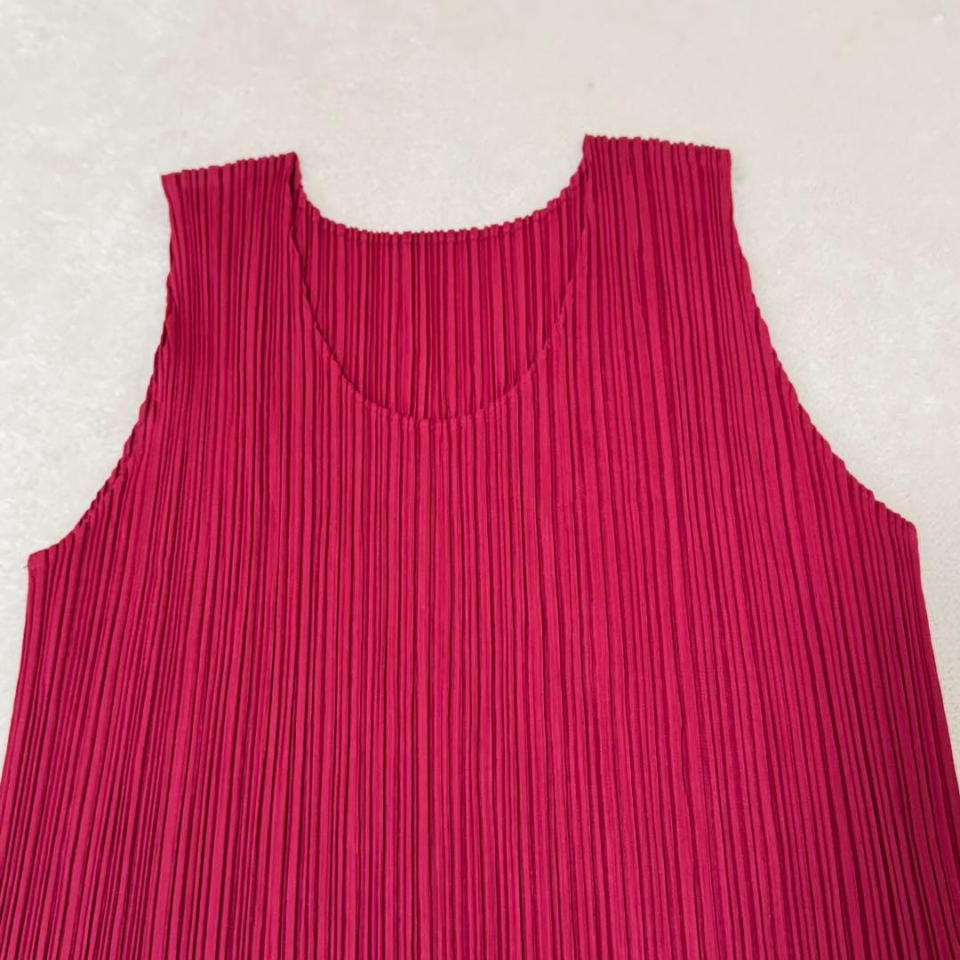 極美品✨ISSEY MIYAKE プリーツ　ボルドー　ノースリーブ　チュニック