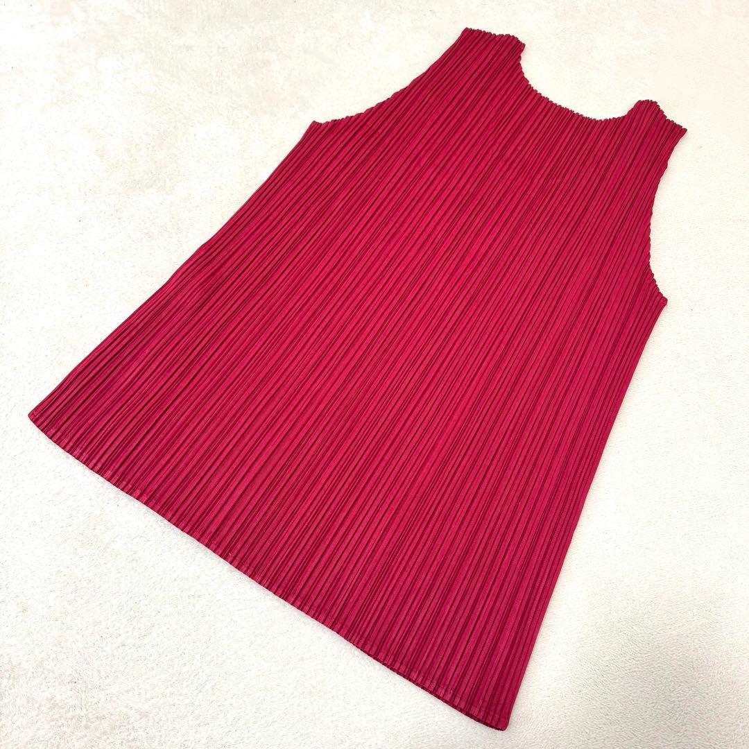 極美品✨ISSEY MIYAKE プリーツ　ボルドー　ノースリーブ　チュニック