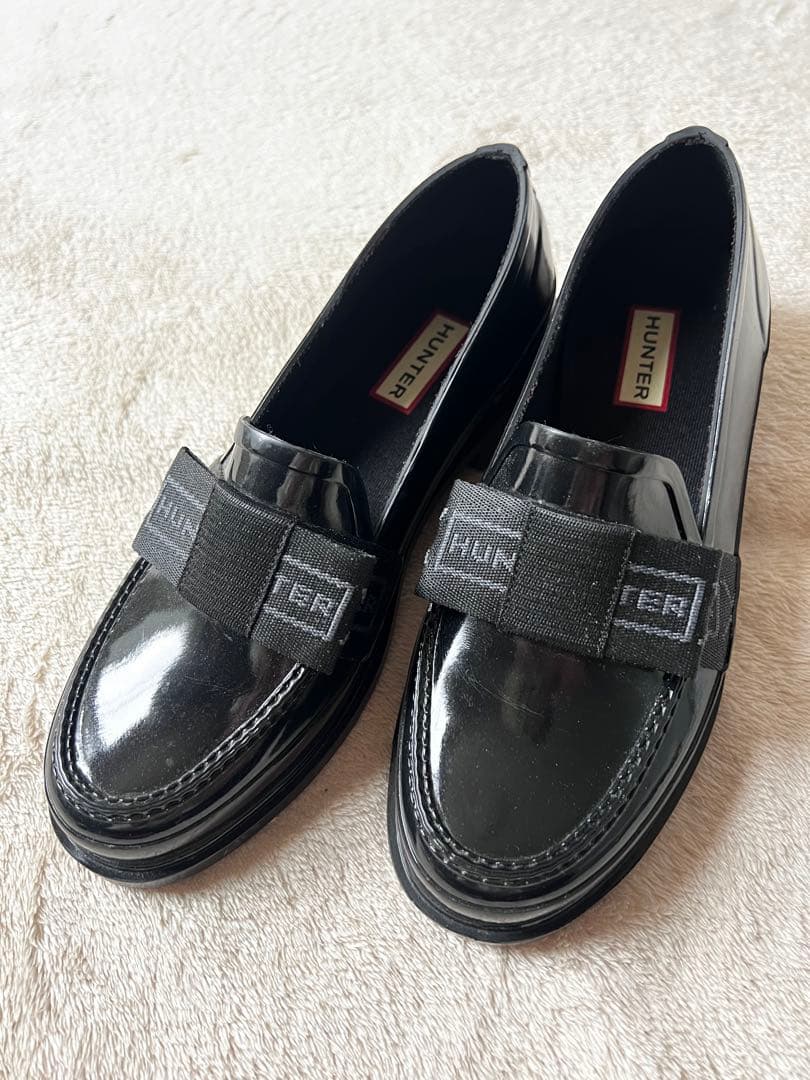 美品 HUNTER ハンター ボウ グロス ペニー レインローファー 24㎝