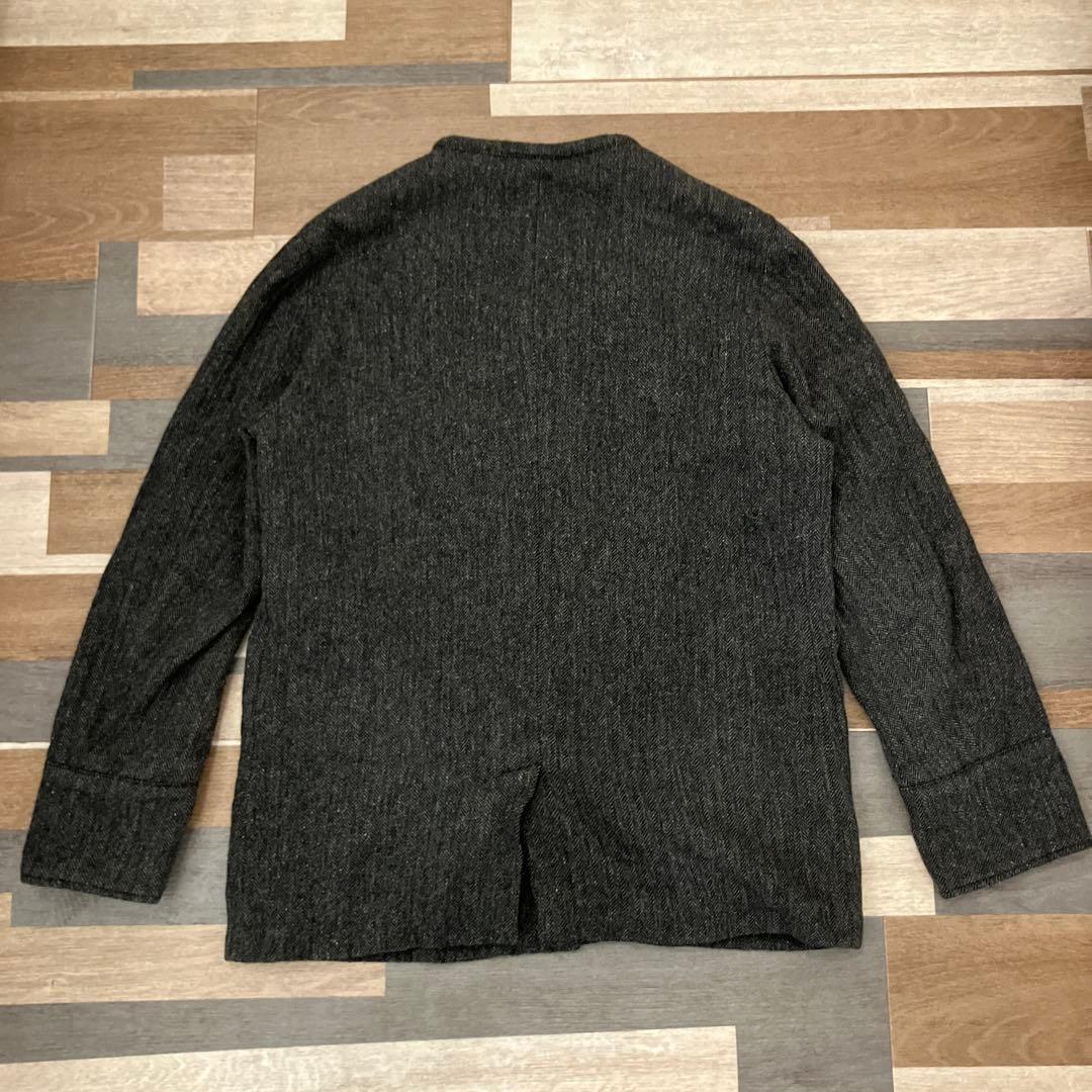 【nisica】ニシカ　日本製　ノーカラー ウール　リネン　ヘリンボーン