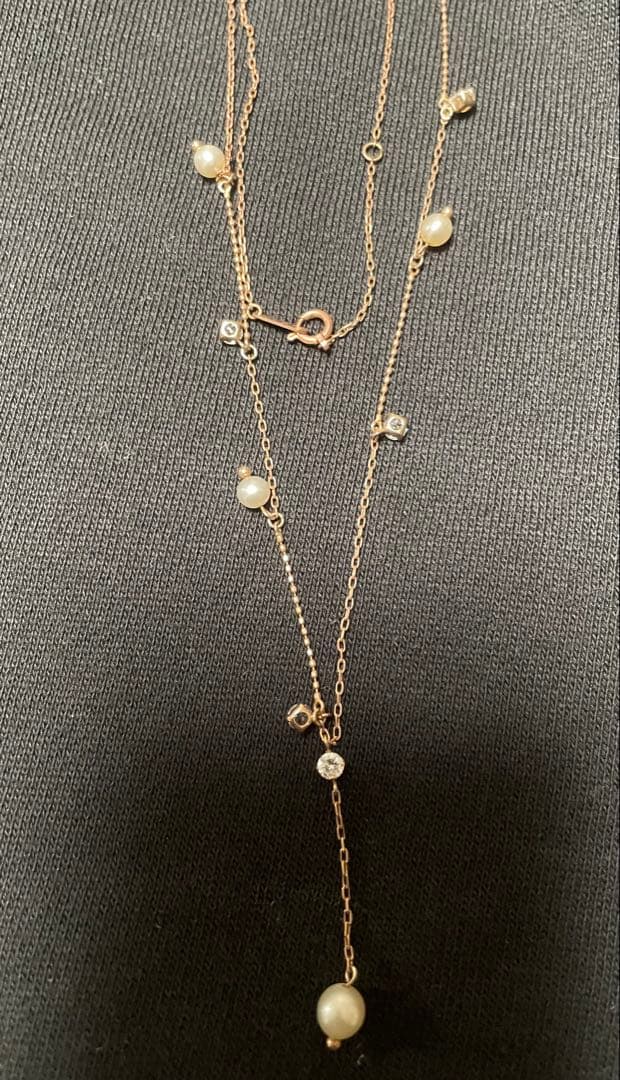 K10PG パール&メレダイヤ付ネックレス　送料無料！