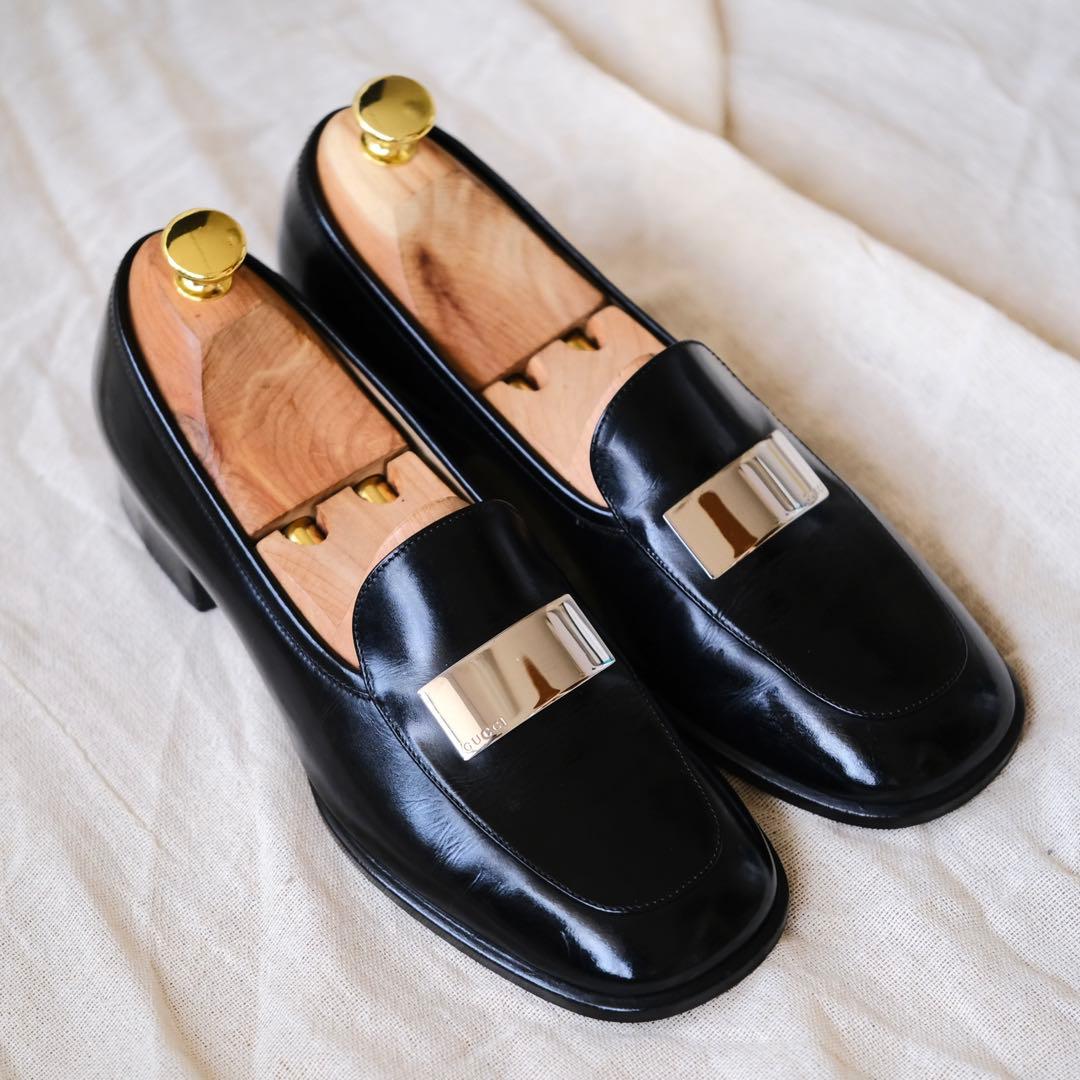 GUCCIグッチ ラウンドスクエアバックルローファー黒36 1/2C