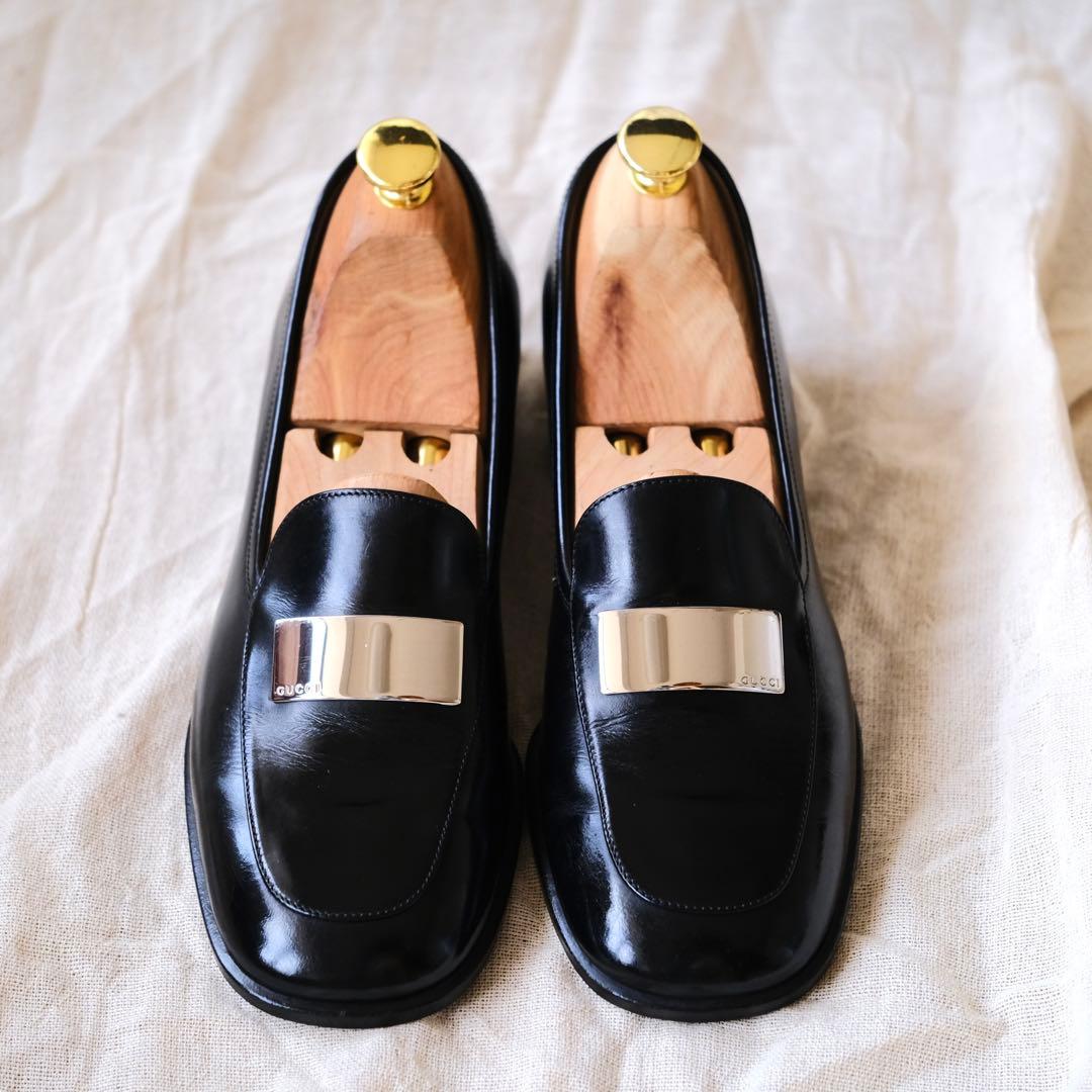 GUCCIグッチ ラウンドスクエアバックルローファー黒36 1/2C