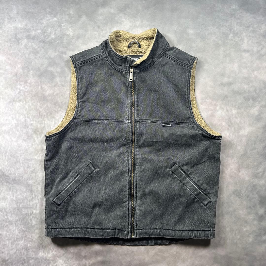 WOLVERINE古着ブラックダックベスト中ボア　S80