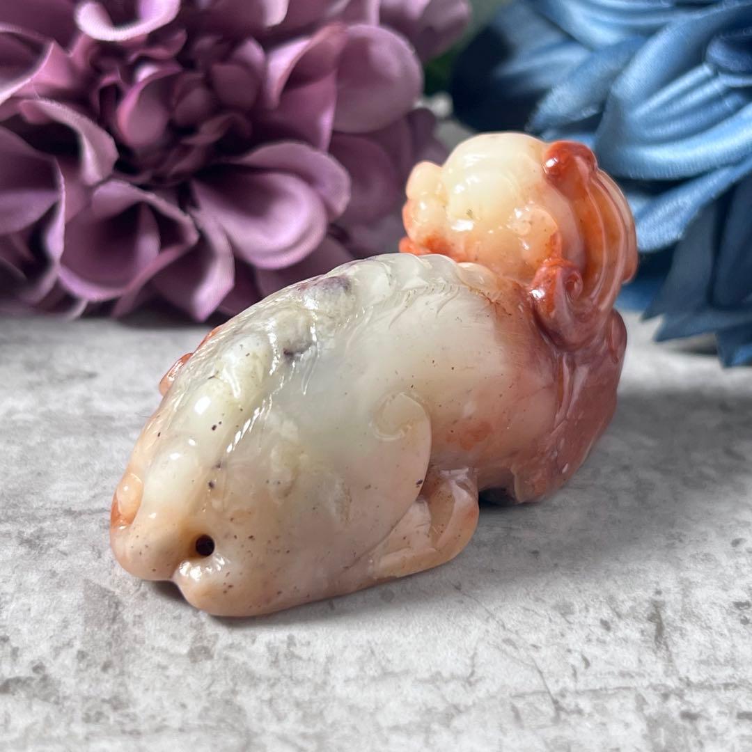 【寿山石】芙蓉獅子吉祥置物