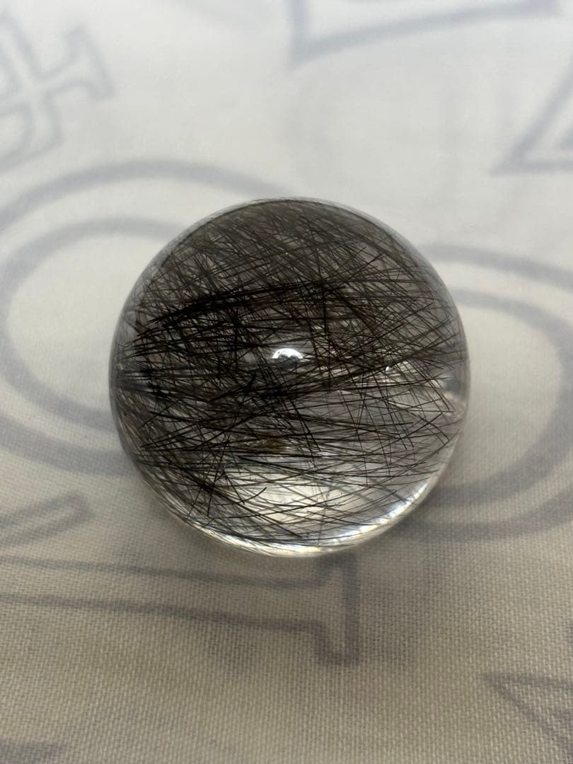 ブラックトルマリンインクォーツ　丸玉　25㍉