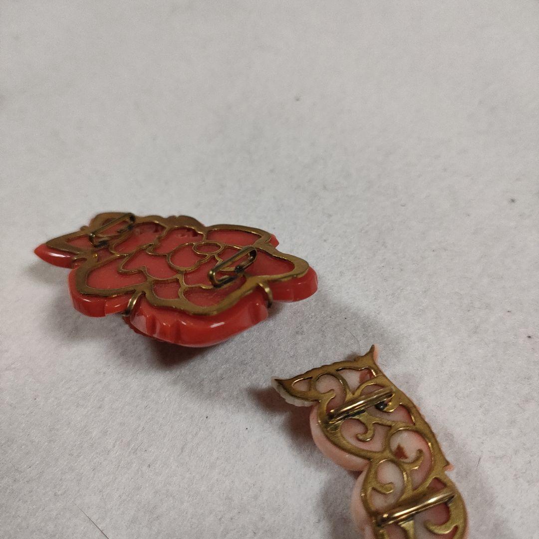 b76 超美品　本珊瑚　ピンクサンゴ　赤サンゴ　帯留　アンティーク