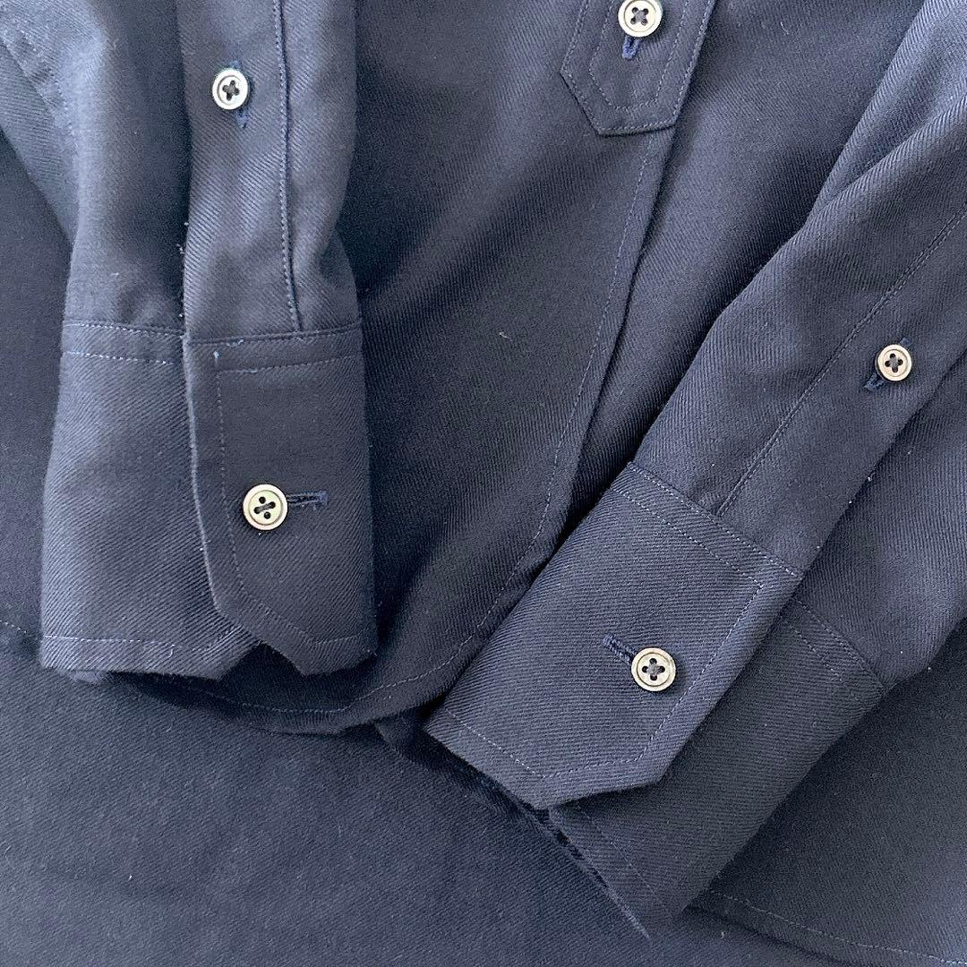 美品 マディソンブルー ウール ボタンダウンシャツ ネイビー 刺繍 長袖シャツ