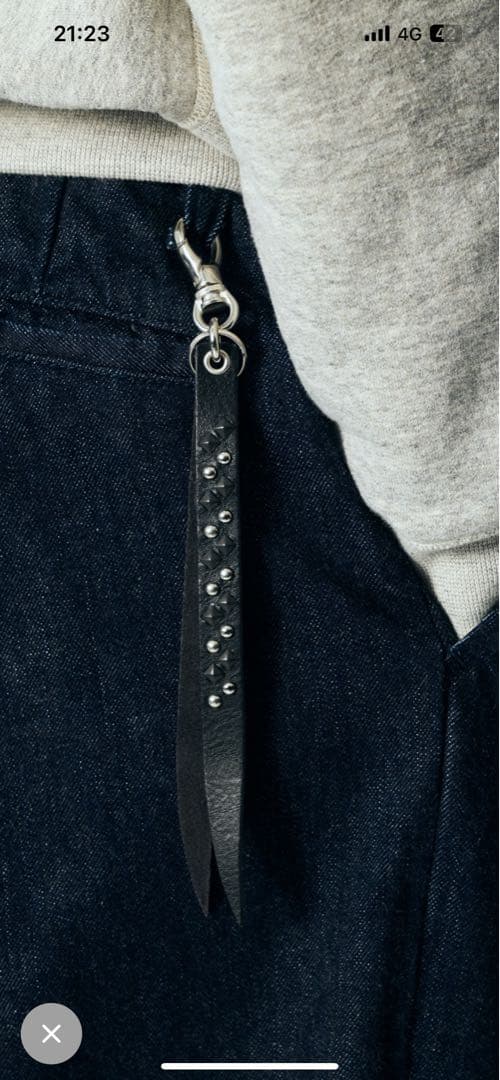 小物 ROUND&PYRAMID STUDS LEATHER SHORTKEYRING