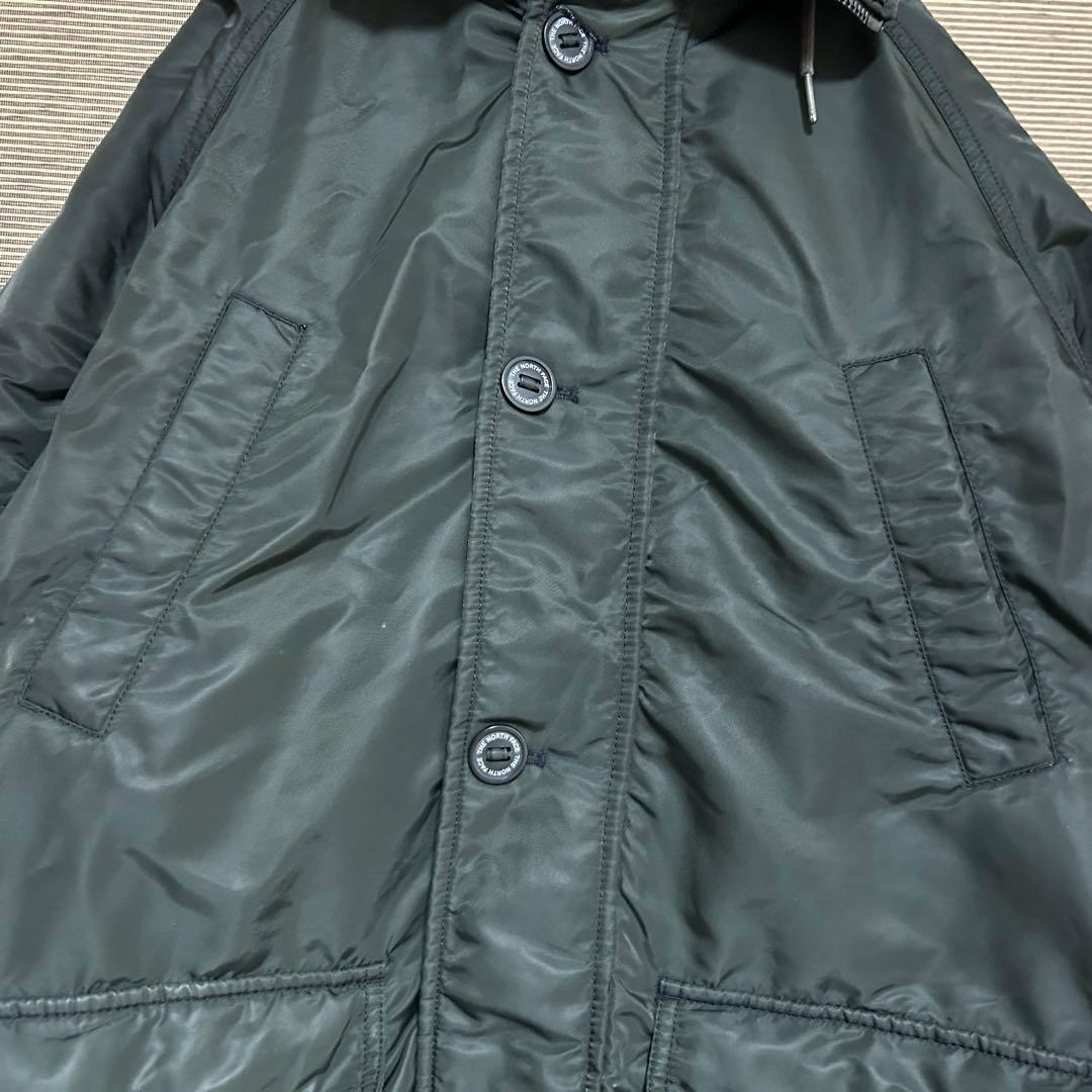 【ノースフェイス】ダウンジャケット モッズコート　MA1　刺繍　カーキーC5