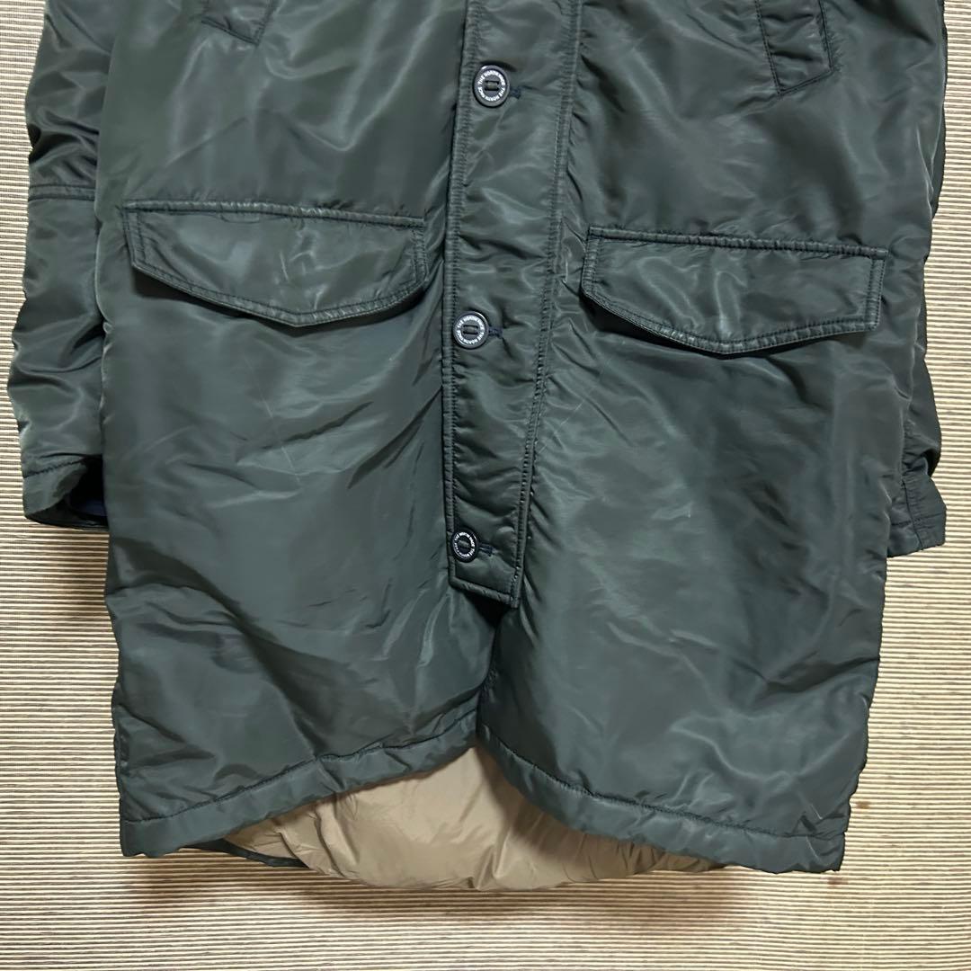 【ノースフェイス】ダウンジャケット モッズコート　MA1　刺繍　カーキーC5