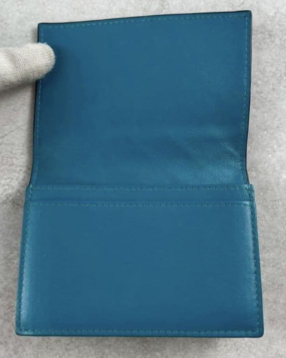 【美品 RFID内蔵】ボッテガヴェネタ カードケース マキシ イントレ 茶 水色