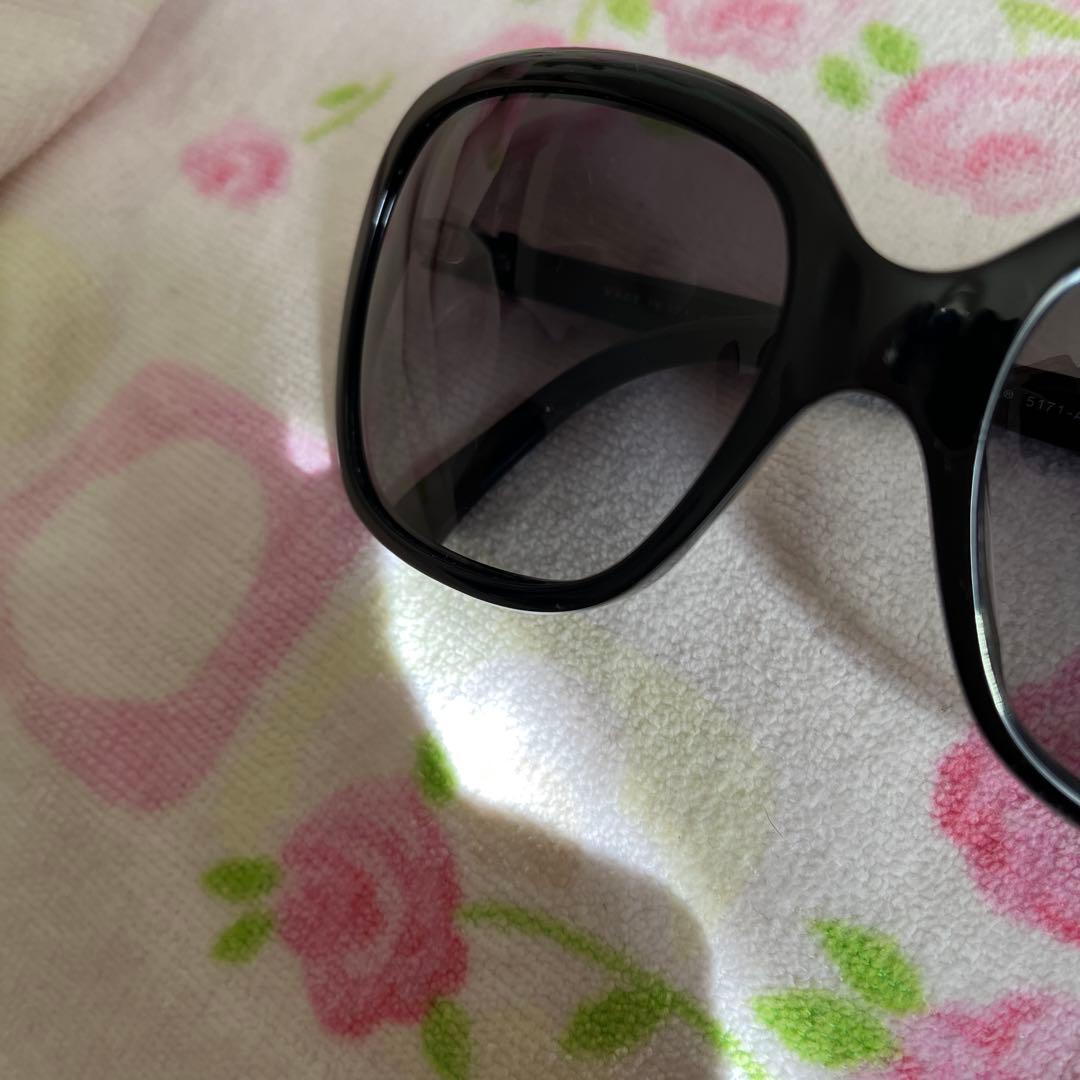 シャネル ブラック サングラス黒　リボン白CHANEL