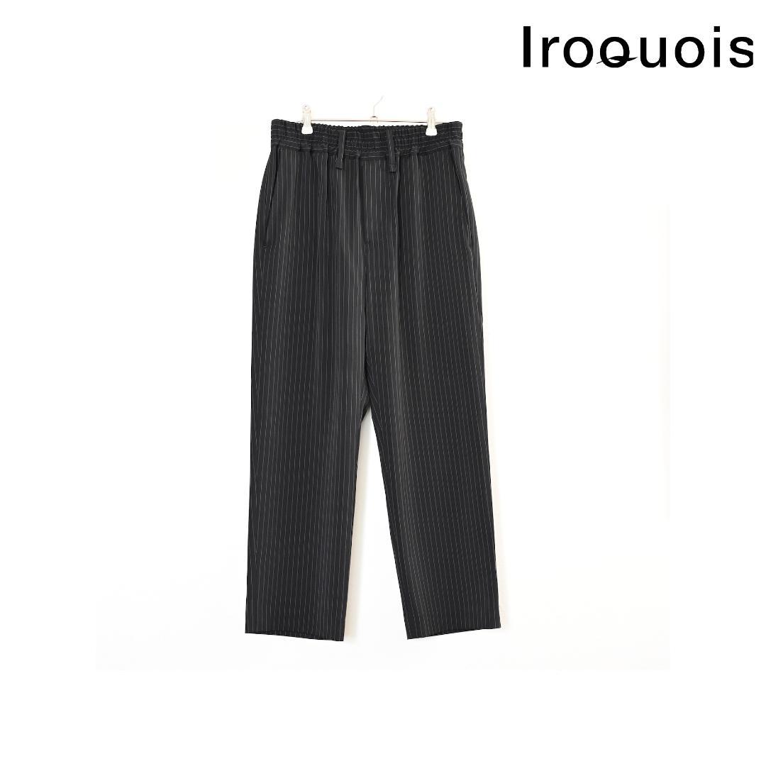 美品 Iroquois イロコイ スラックス パンツ ブラック ストライプ