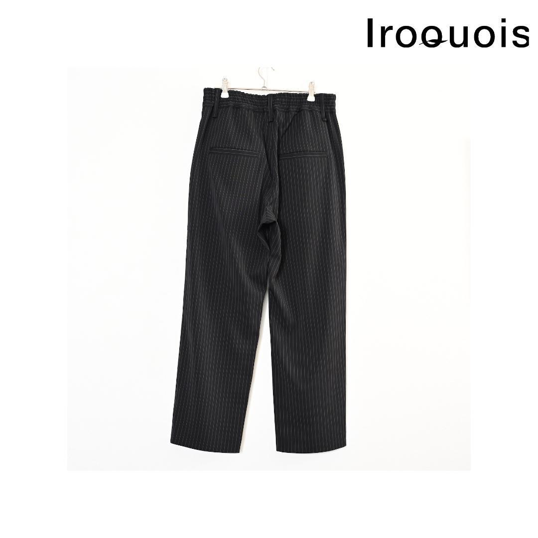 美品 Iroquois イロコイ スラックス パンツ ブラック ストライプ