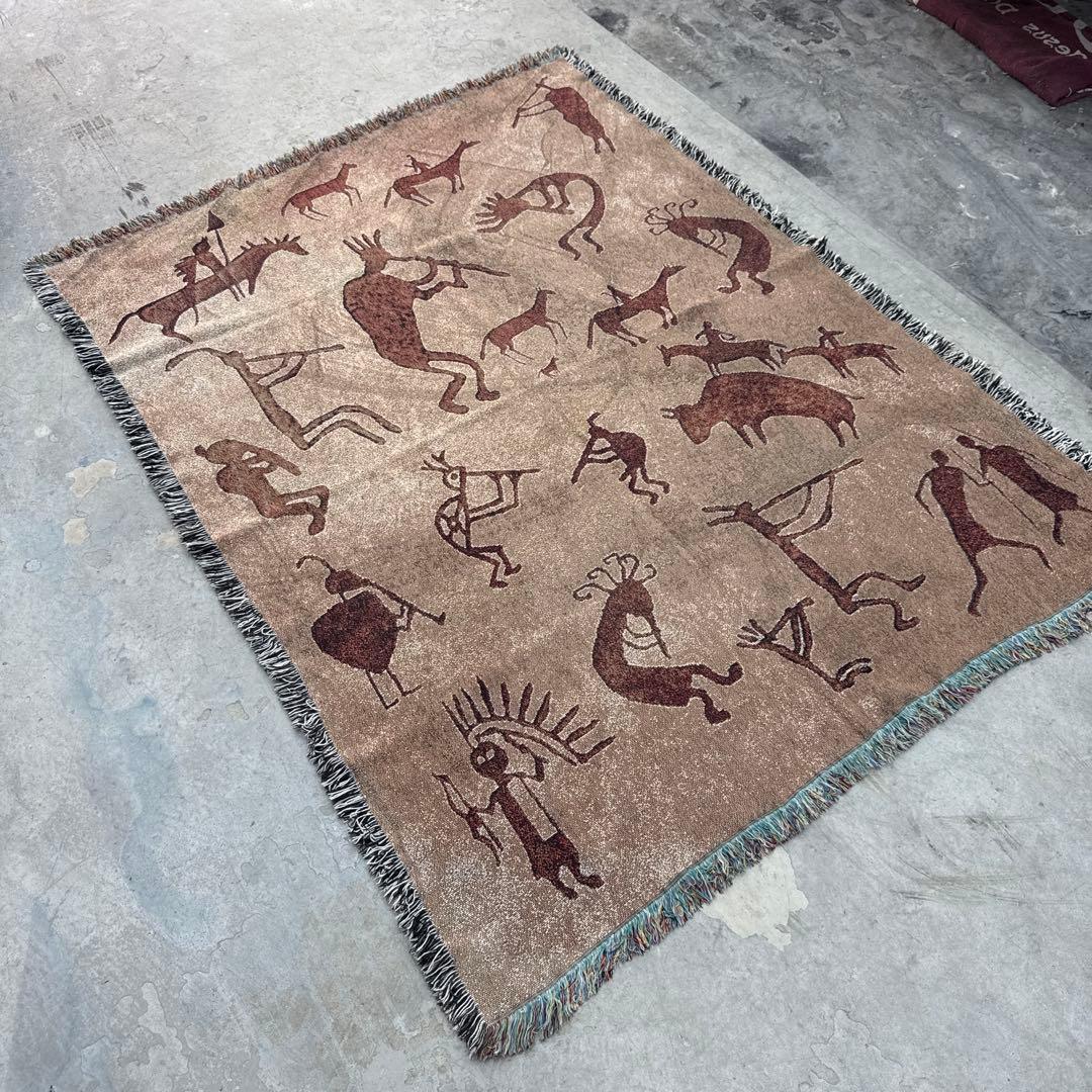 壁画風　マルチカバー　ソファーカバー　ヴィンテージラグ　177x133