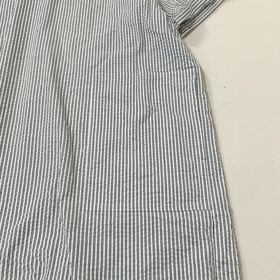 大きいサイズ13+ レリアン　サッカー生地　ストライプチュニック　ロングシャツ