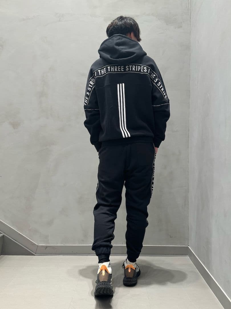 アディダス 裏起毛 スウェット 上下セット パーカー パンツ ブラック 新品 L