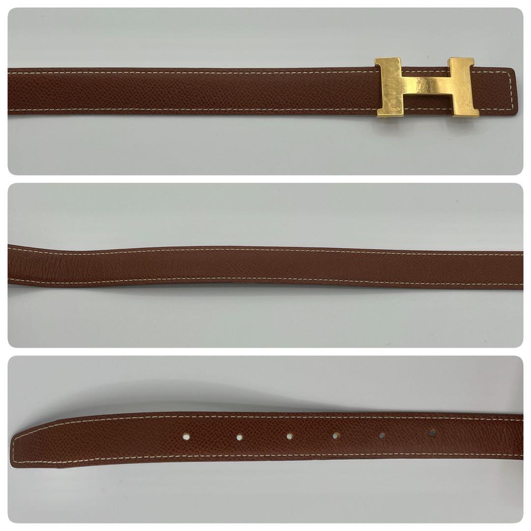 HERMES エルメス　ベルト　レザー　Hバッグル　箱・保存袋付き