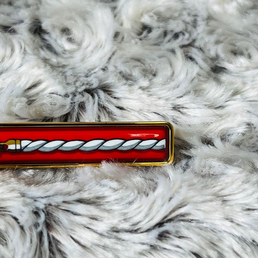 HERMES エマイユ 七宝焼き レッド ネクタイタイピン　タイバー
