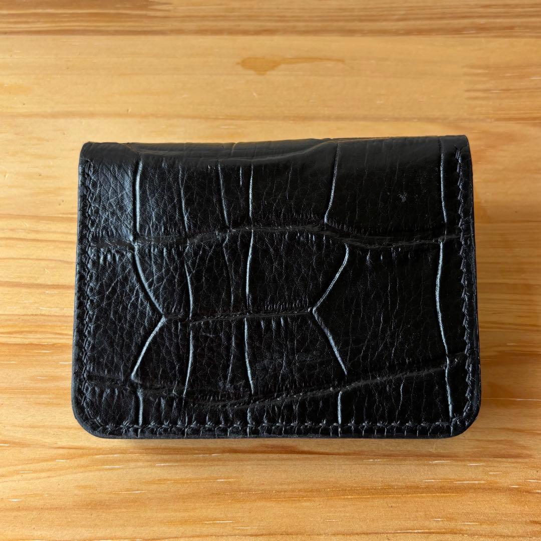【ブラック&クロコダイル】ショートトラッカーウォレット イタリアンレザー 本革