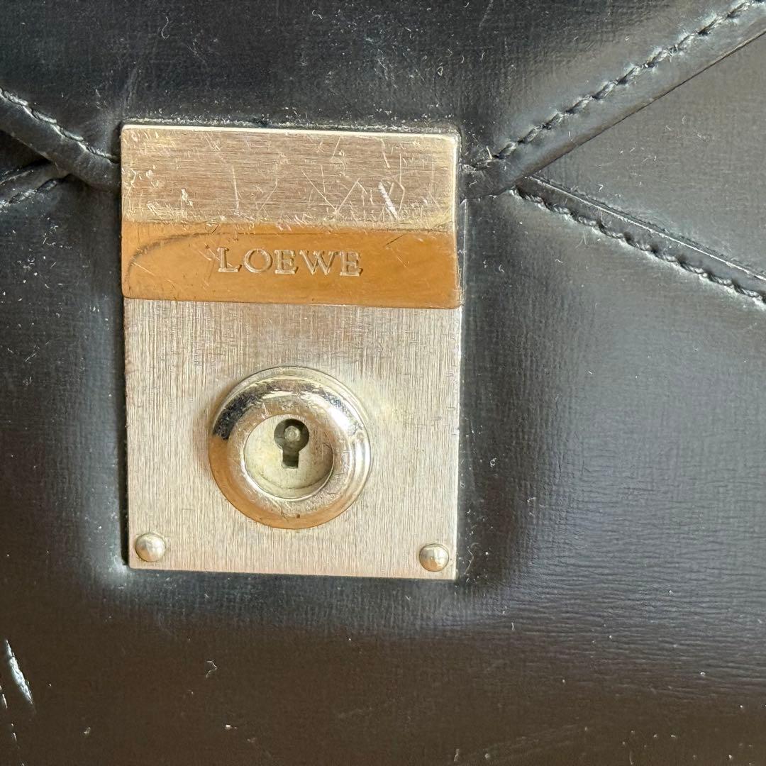 【美品】ロエベ　アナグラム　ディプロマティコ　ビジネスバッグ　ロゴ型押し　レザー