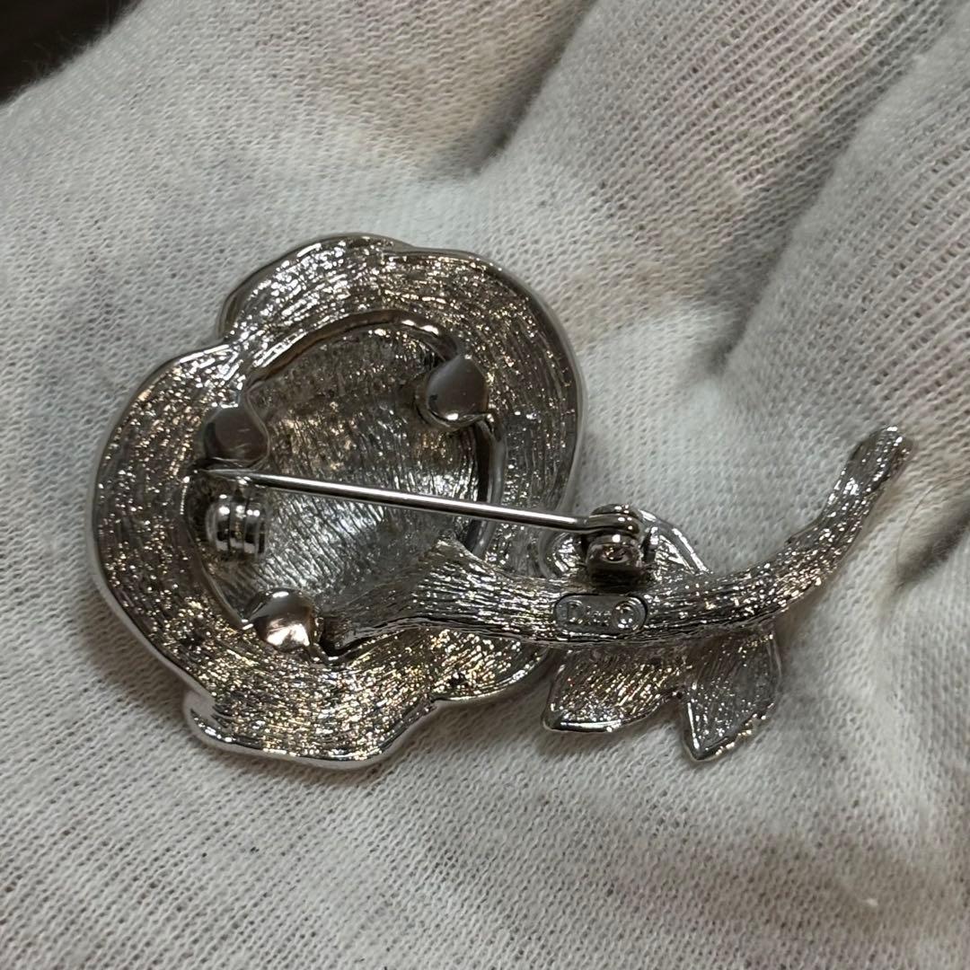 ［激レア　未使用級］ディオール　薔薇　シルバー　ラインストーン　ブローチ