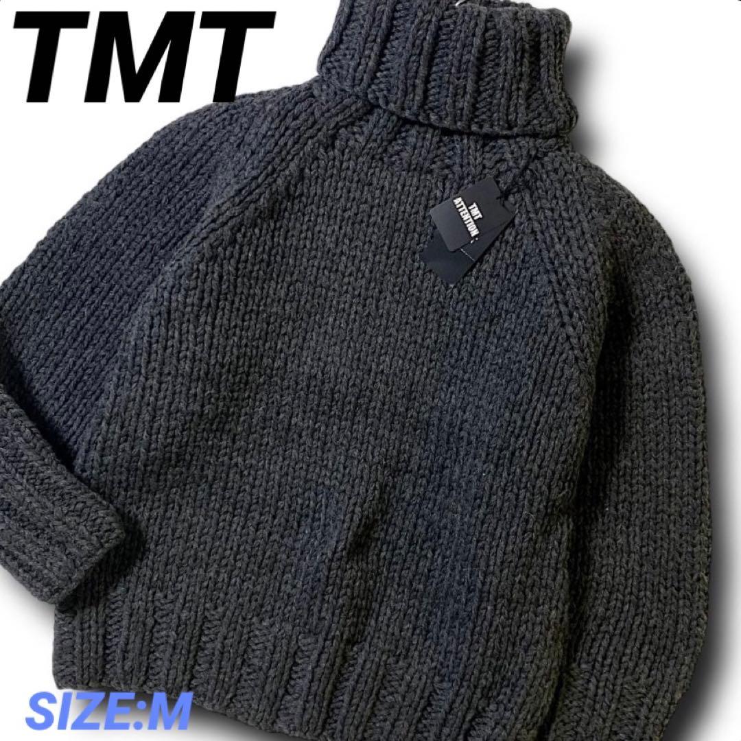 TMT 定価4.9万 M ウール タートルネック ニット セーター 毛 黒