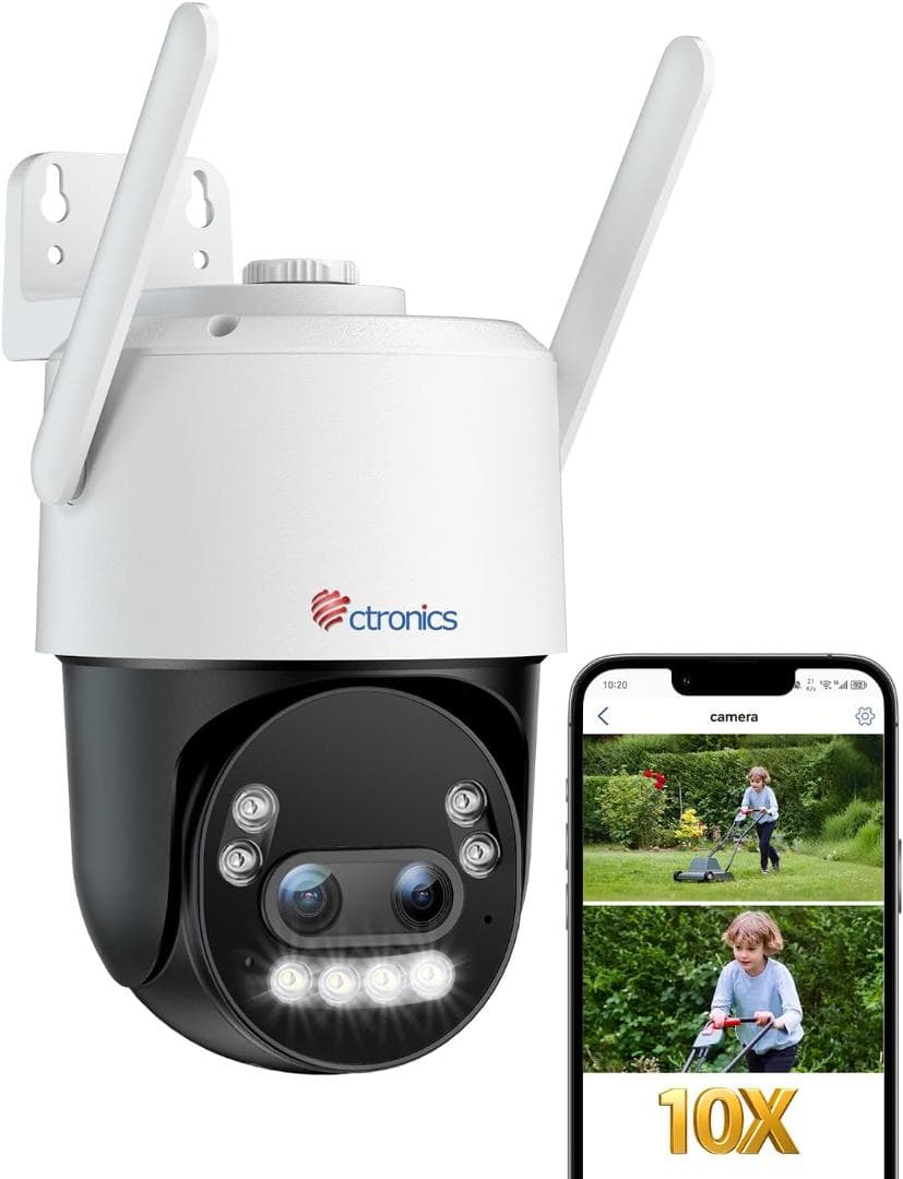 Ctronics 防犯カメラ 屋外 ワイヤレス5Gwifi 4K 10倍ズーム