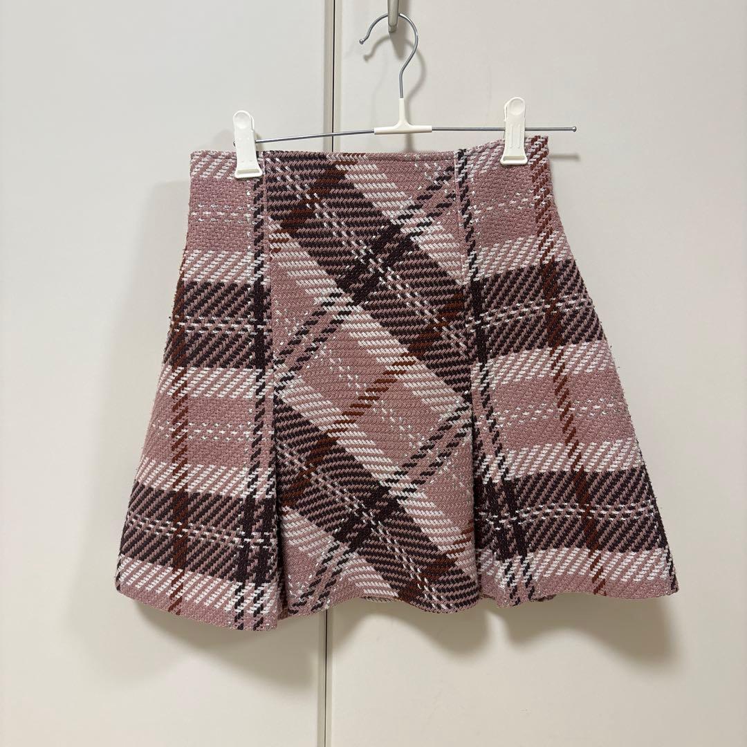 snidel ロービングチェックスカート PNK