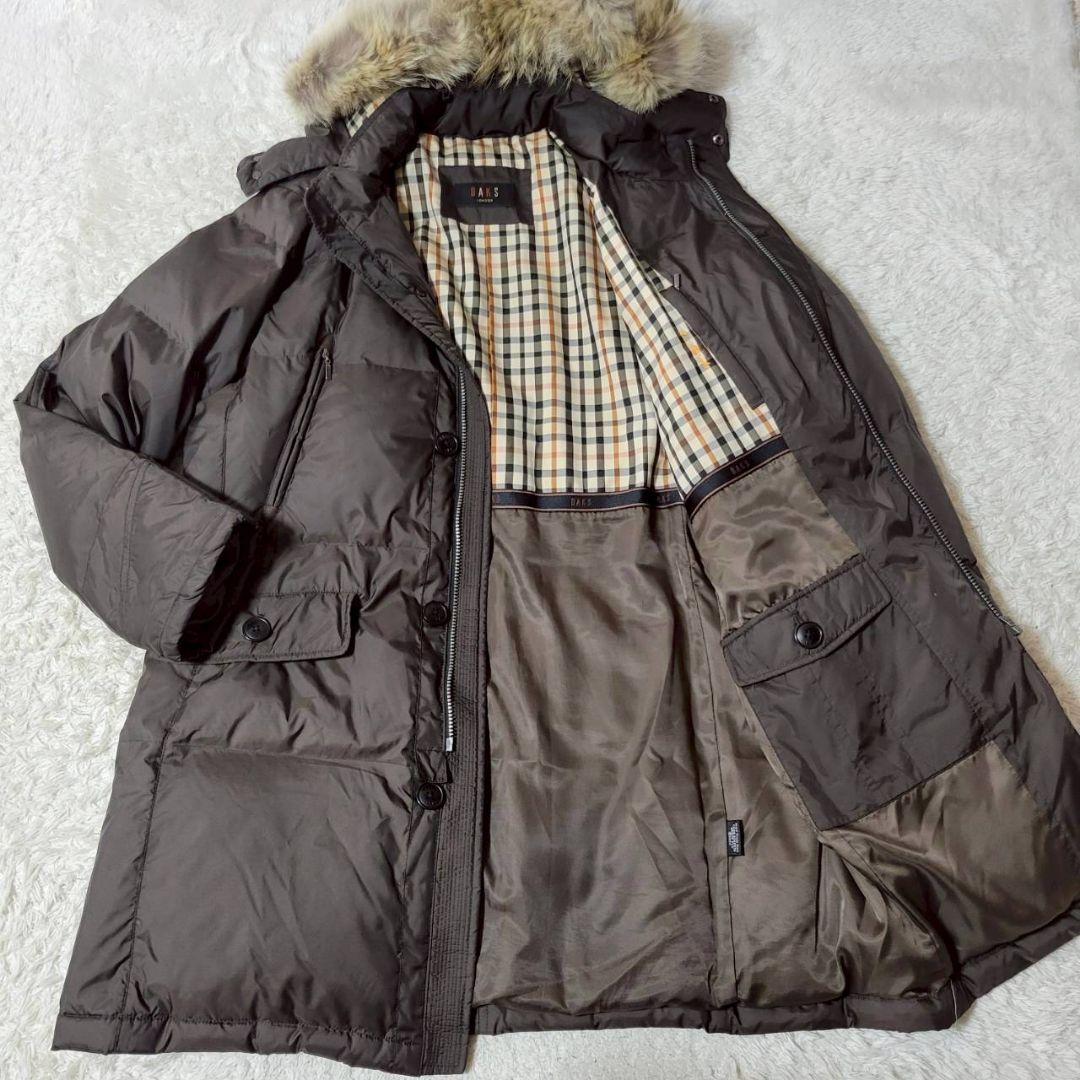 美品　DAKS　ダウンコート　ブラウン　ロゴボタン　3way　ドローコード　LL