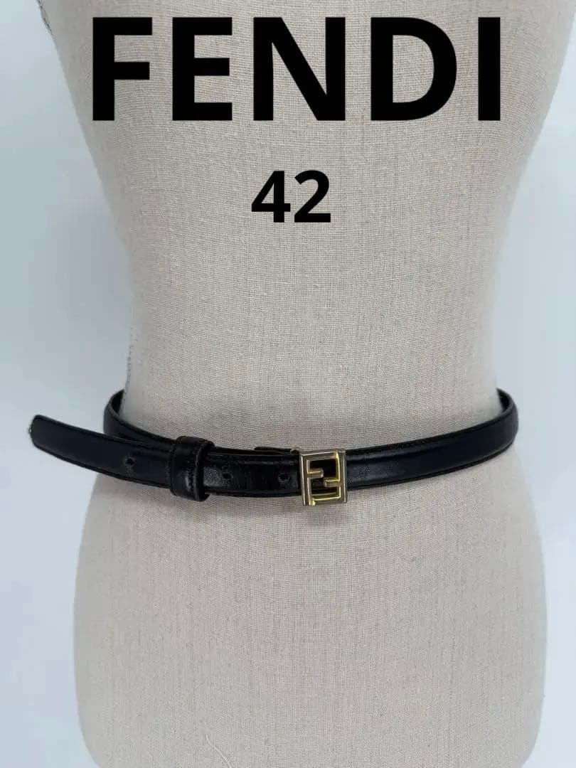 フェンディ FENDI ベルト レザー ズッカ ロゴ バックル ゴールド金具❣️黒