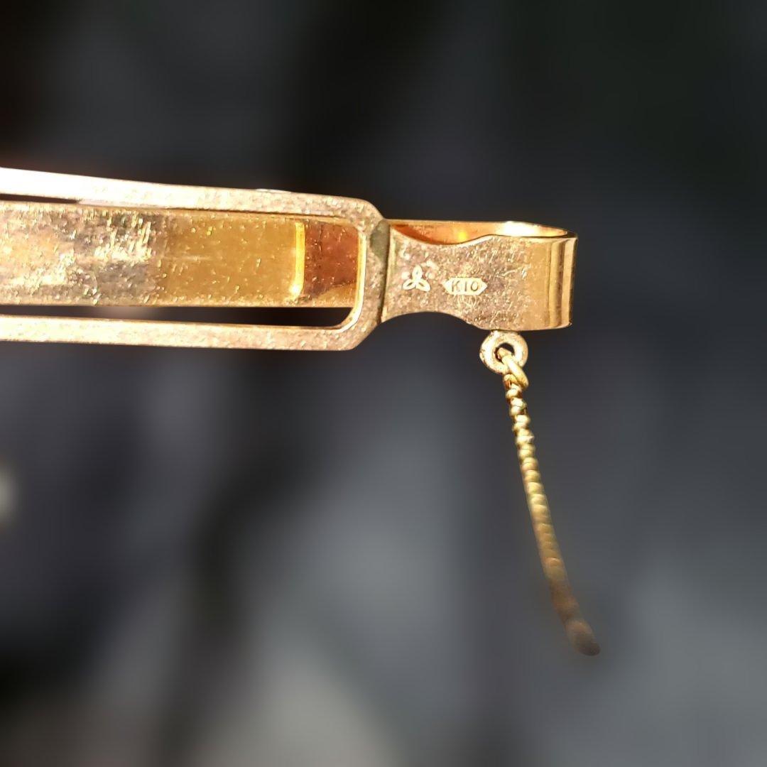 ストライプデザイン 本真珠　ネクタイピン K10