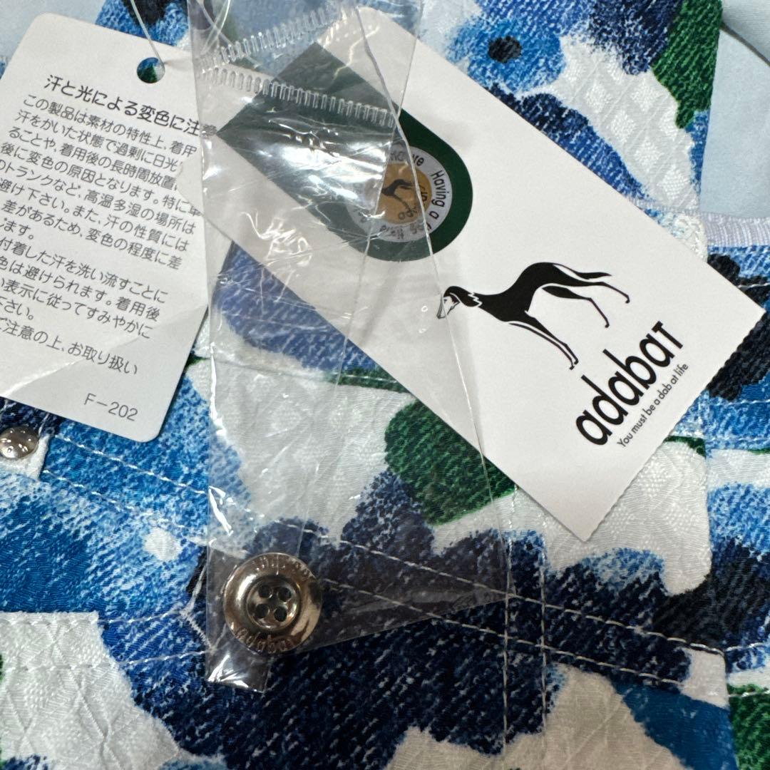 【新品タグ付】adabatアダバット・ゴルフパンツ　花柄ブルー　総柄　M