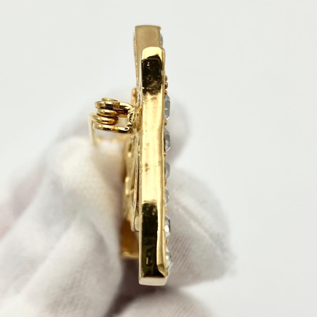 極美品 イヴサンローラン ブローチ カサンドラ YSL ロゴ ラインストーン