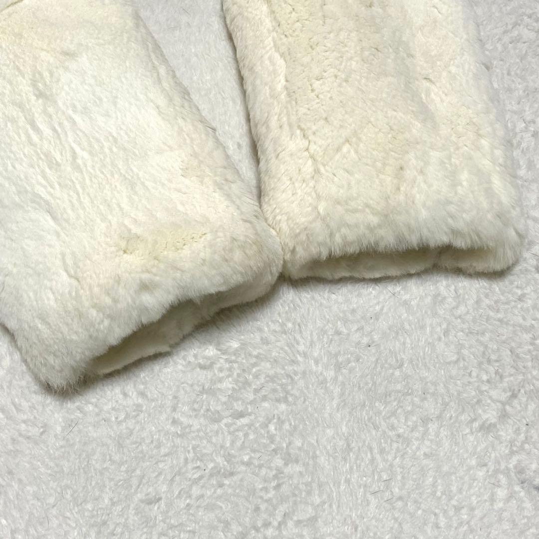 【美品】LORITTI 本毛皮 ブルゾン ラビット ホワイト サイズM