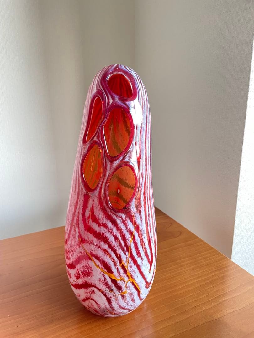 【現品・即購入OK】ガラス花瓶　ガラスオブジェ　フラワーベース　作家物